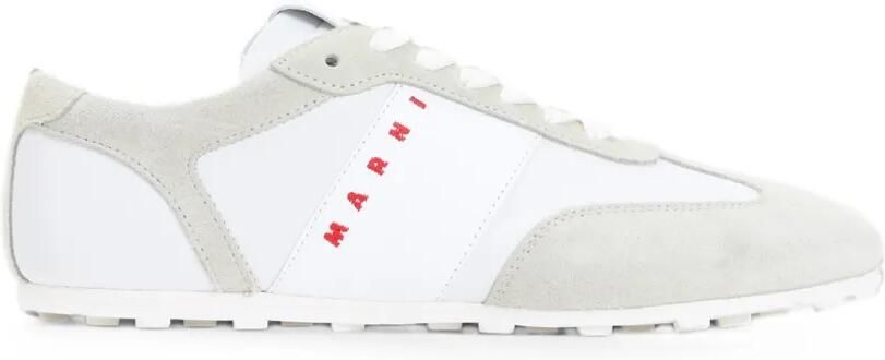 Marni Sneakers met suède vlak en logoprint Wit