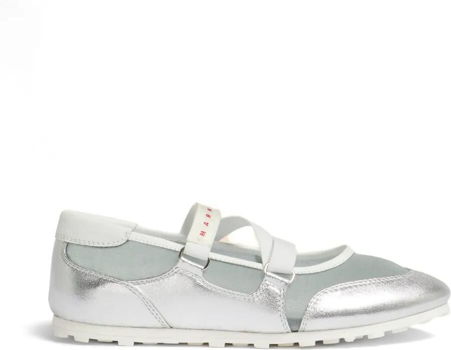 Marni Soccer Retro zilveren leren ballerina sneakers
