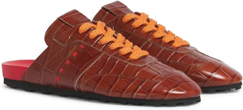Marni Softy Soccer leren slip-on sneakers met krokodillen-effect Bruin - Foto 4