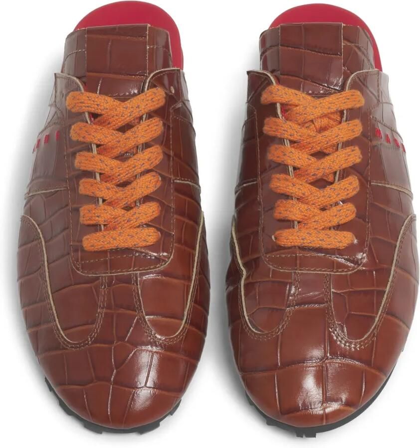 Marni Softy Soccer leren slip-on sneakers met krokodillen-effect Bruin - Foto 2