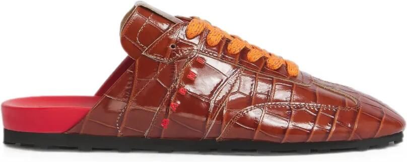 Marni Softy Soccer leren slip-on sneakers met krokodillen-effect Bruin