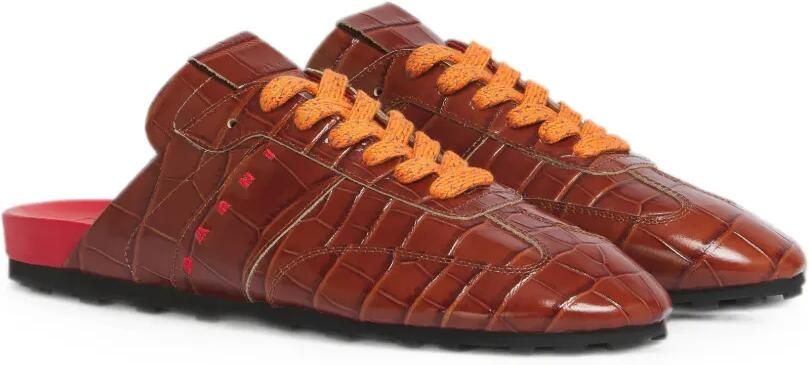 Marni Softy Soccer leren slip-on sneakers met krokodillen-effect Bruin - Foto 4