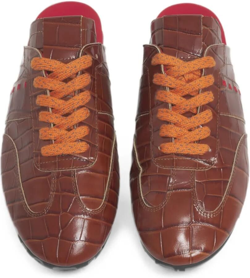 Marni Softy Soccer leren slip-on sneakers met krokodillen-effect Bruin - Foto 3