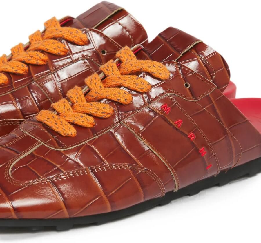 Marni Softy Soccer leren slip-on sneakers met krokodillen-effect Bruin - Foto 3