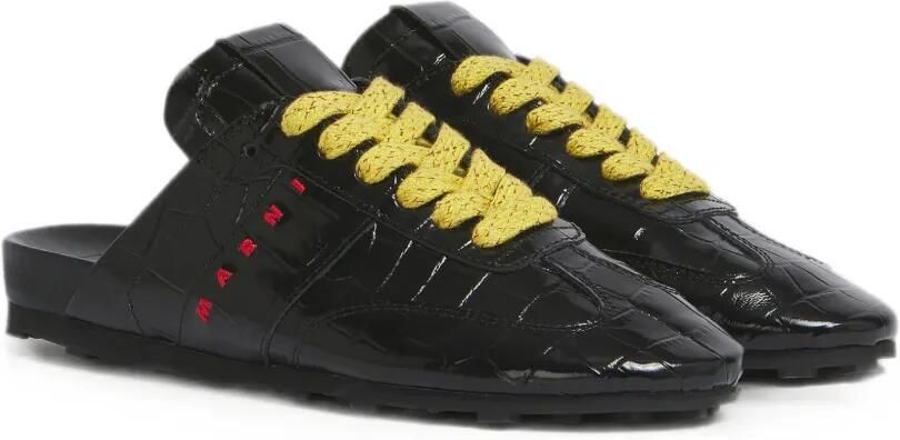 Marni Softy Soccer leren slip-on sneakers met krokodillen-effect Zwart - Foto 4