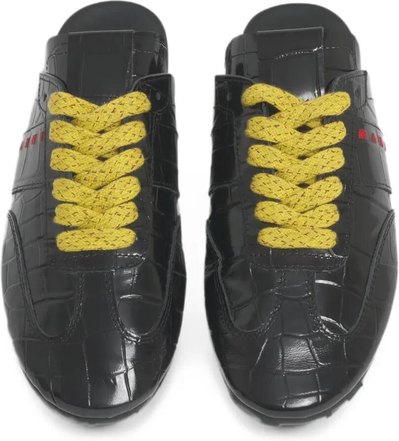 Marni Softy Soccer leren slip-on sneakers met krokodillen-effect Zwart - Foto 3