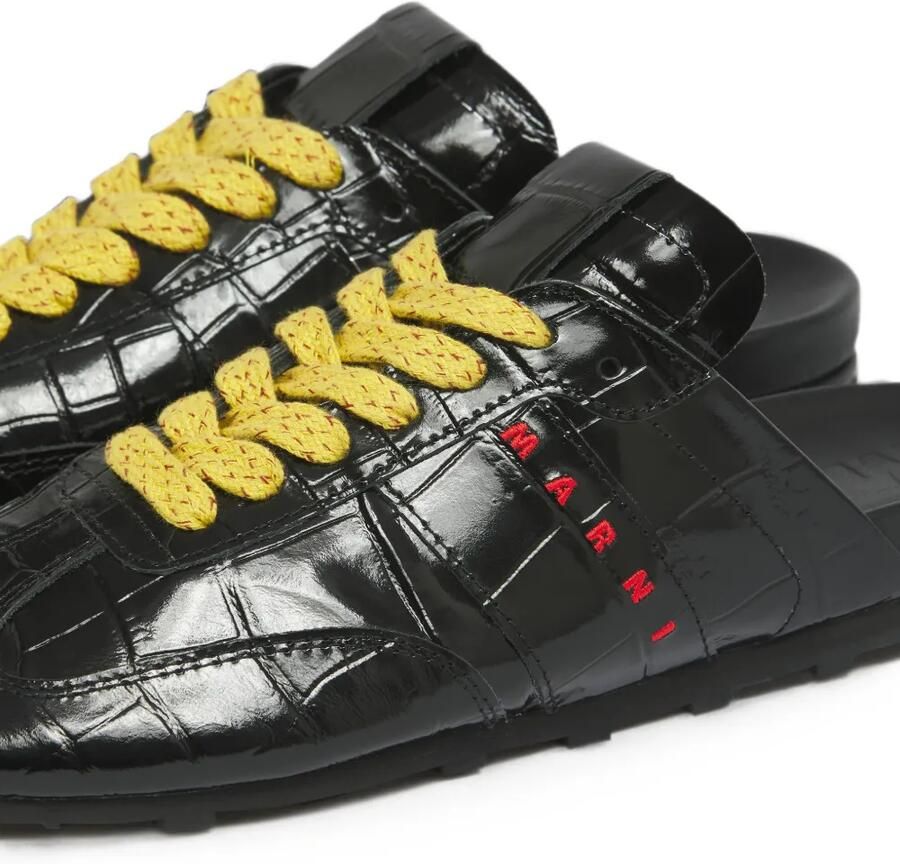 Marni Softy Soccer leren slip-on sneakers met krokodillen-effect Zwart - Foto 2