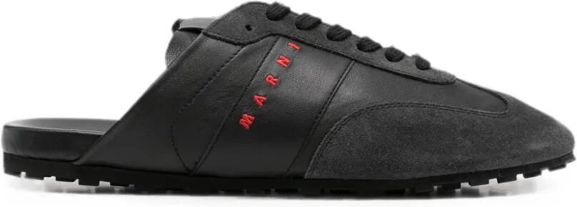 Marni Softy Soccer nappaleren en suède slip-on sneakers Zwart