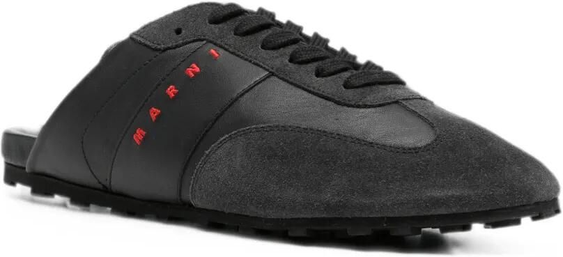 Marni Softy Soccer nappaleren en suède slip-on sneakers Zwart - Foto 4