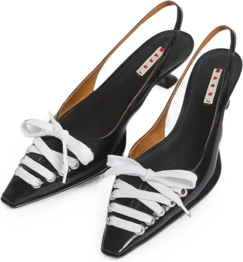 Marni Zwarte leren Kat slingback pumps - Foto 2