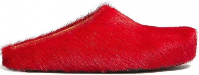 Marni Fussbet Sabot slippers met kalfshaar Rood
