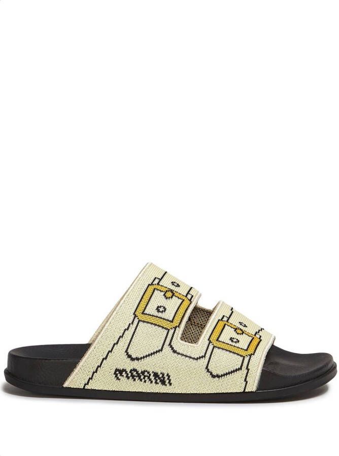 Marni Slippers met dubbele bandjes Beige