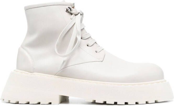 Marsèll Leren veterlaarzen Beige