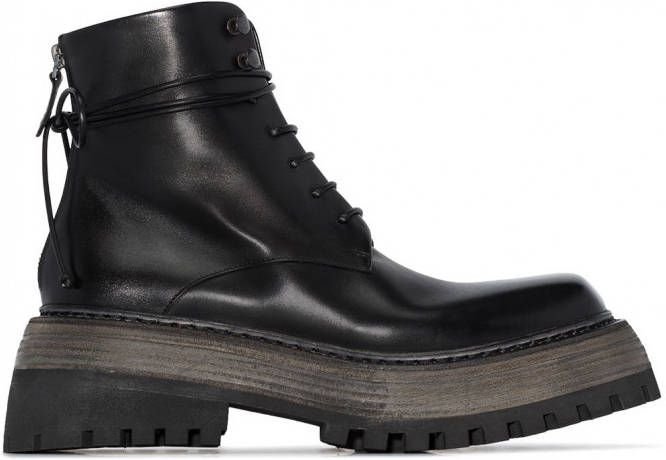 Marsèll Cruz leren combat boots Zwart