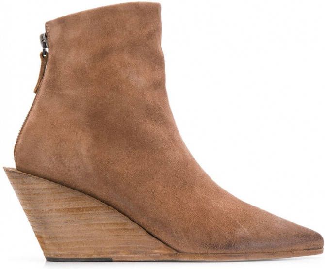 Marsèll Enkellaarzen met sleehak Beige - Schoenen.nl