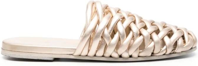 Marsèll Leren sandalen met geweven design Goud