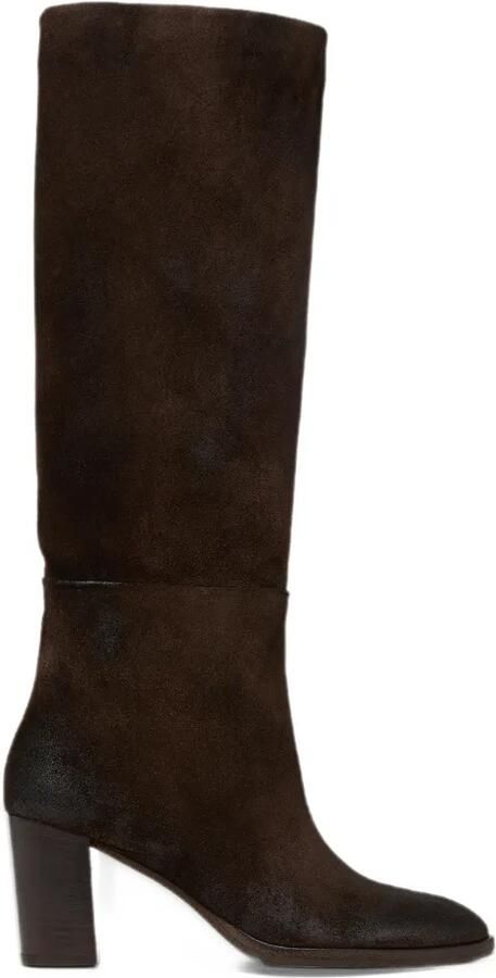 Marsèll burnished-effect suede knee-high boots Bruin