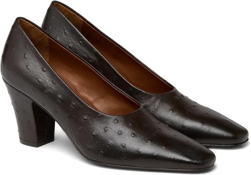 Marsèll Figura pumps met blokhak en vierkante neus en struisvogel-effect Bruin
