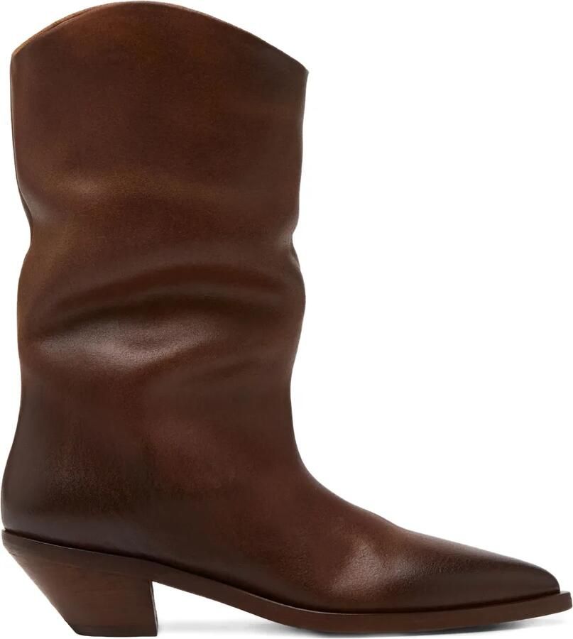 Marsèll Leren cowboylaarzen met puntige neus Bruin