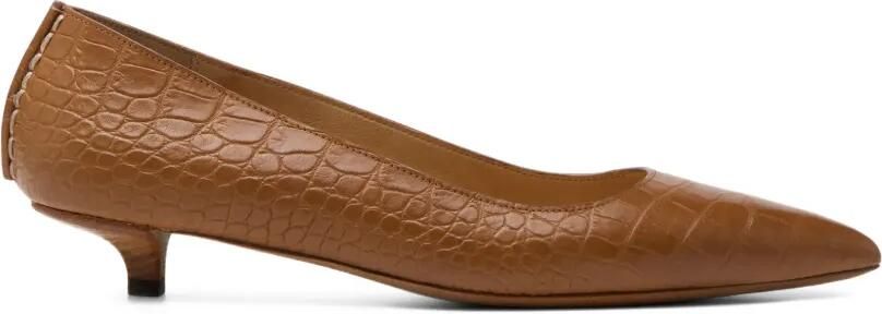 Marsèll Spino pumps met krokodillen-effect en puntige neus Bruin
