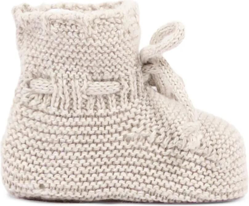 Martin Aranda Chunky gebreide slippers met striksluiting Beige