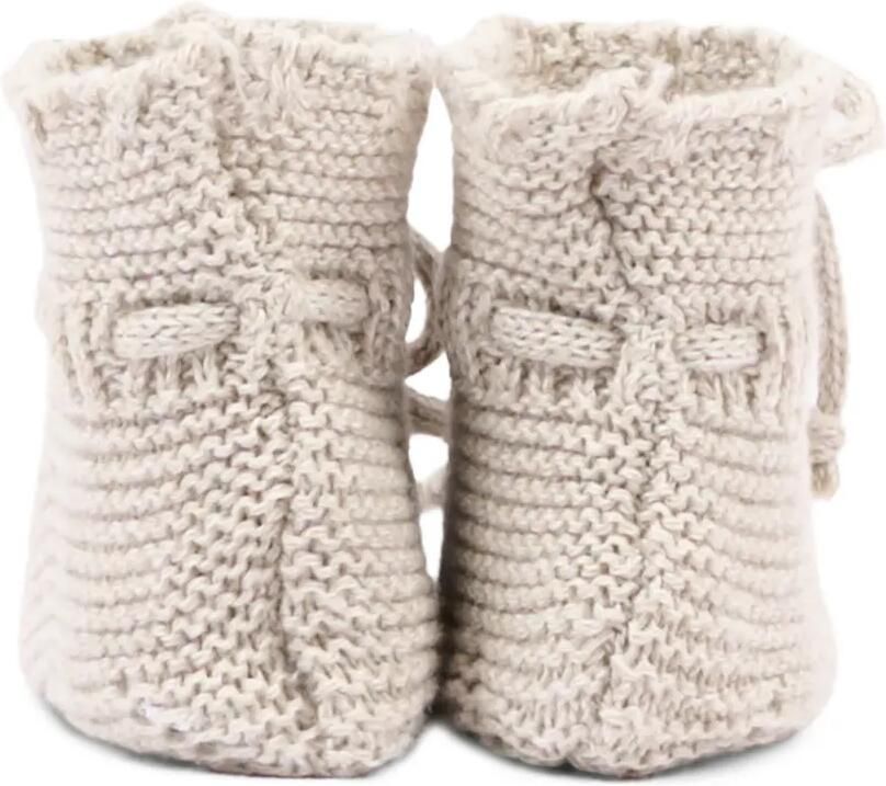 Martin Aranda Chunky gebreide slippers met striksluiting Beige - Foto 4