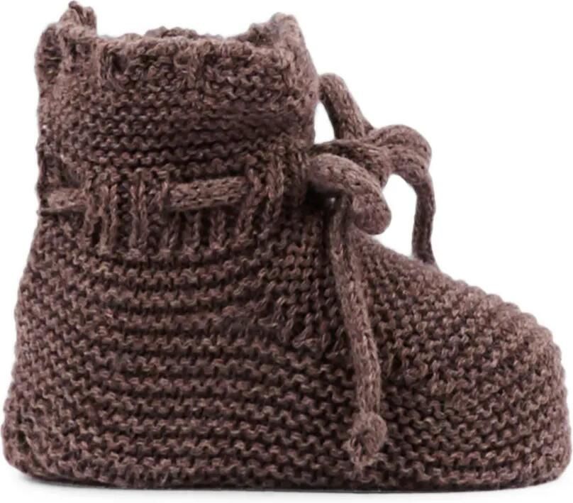Martin Aranda Chunky gebreide slippers met striksluiting Bruin