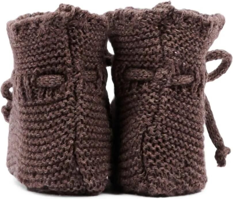 Martin Aranda Chunky gebreide slippers met striksluiting Bruin - Foto 3
