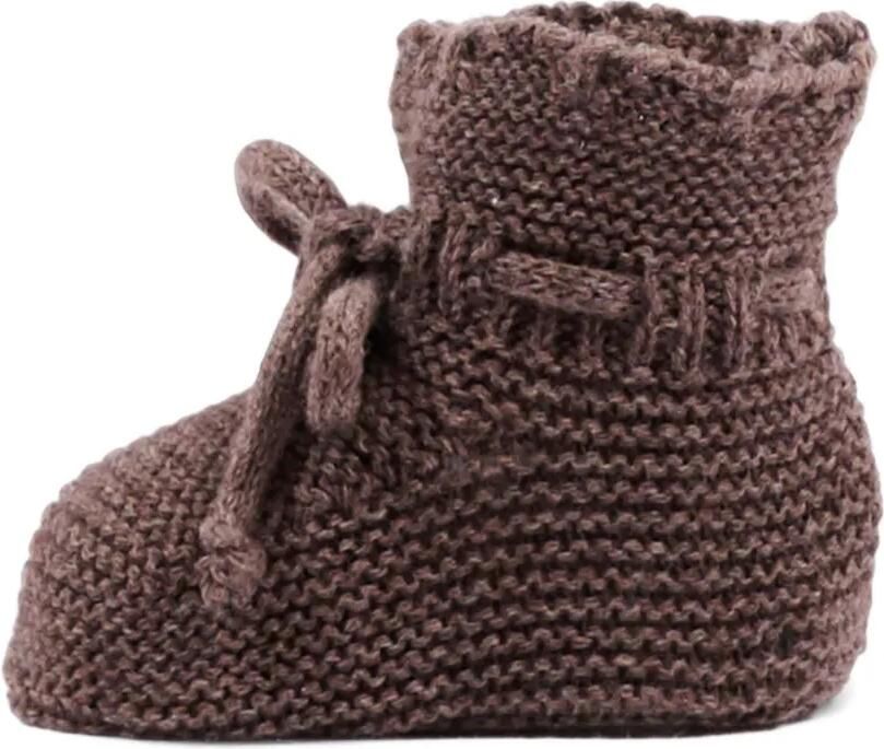 Martin Aranda Chunky gebreide slippers met striksluiting Bruin - Foto 4
