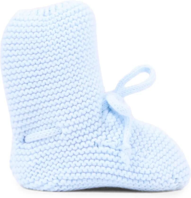 Martin Aranda garter-stitch bow-detail crib shoes Blauw