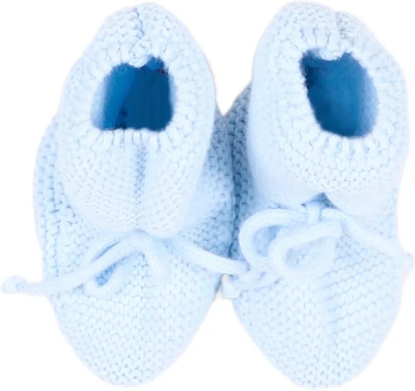 Martin Aranda garter-stitch bow-detail crib shoes Blauw - Foto 4