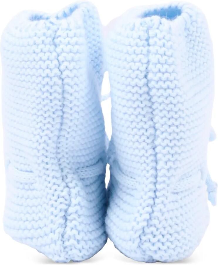 Martin Aranda garter-stitch bow-detail crib shoes Blauw - Foto 3