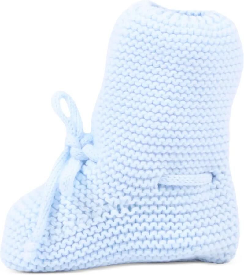 Martin Aranda garter-stitch bow-detail crib shoes Blauw - Foto 2