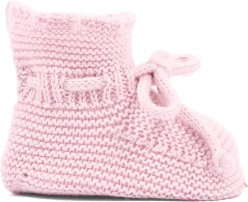 Martin Aranda Gebreide babyschoentjes met striksluiting Roze