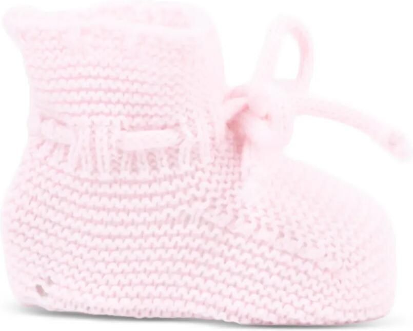 Martin Aranda Gebreide slippers met striksluiting Roze