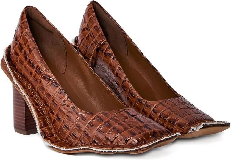 Martine Rose 65 mm pumps met krokodillen-reliëf en blokhak Bruin