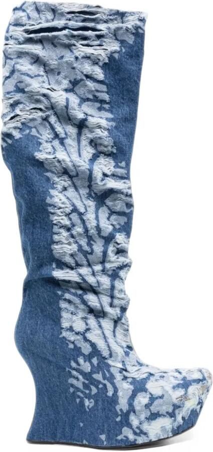 Masha Popova distressed-effect platform boots Blauw