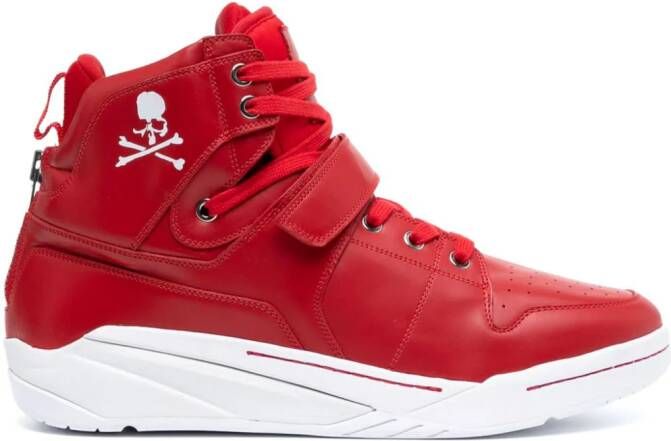 Mastermind World Leren riem met doodskopprint Rood