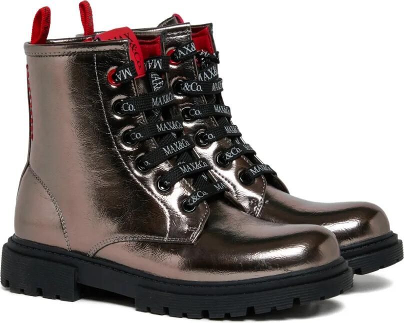 MAX&Co. Kids Enkellaarzen met metallic-effect Bruin