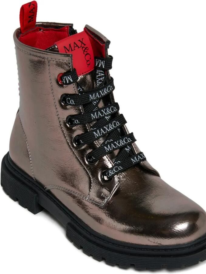 MAX&Co. Kids Enkellaarzen met metallic-effect Bruin - Foto 2