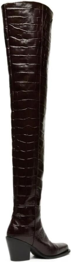 Max Mara crocodile-print calfskin thigh-high cowboy boots brown Bruin - Foto 2