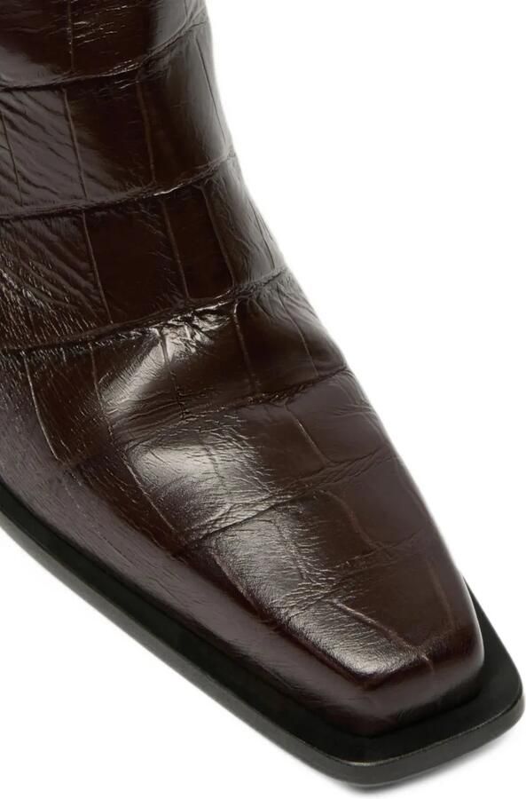 Max Mara crocodile-print calfskin thigh-high cowboy boots brown Bruin - Foto 4