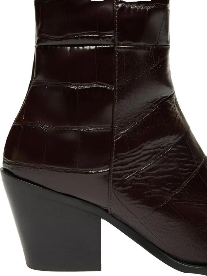Max Mara crocodile-print calfskin thigh-high cowboy boots brown Bruin - Foto 3