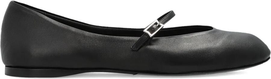 Max Mara Leren ballerina's met gespbandje 005 BLACK