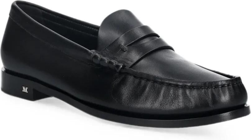 Max Mara Leren loafers met logoplakkaat Zwart