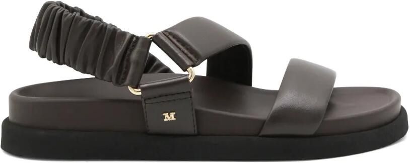 Max Mara Leren slingback sandalen met ruches Bruin