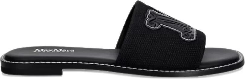 Max Mara Slippers met logo-applicatie Zwart