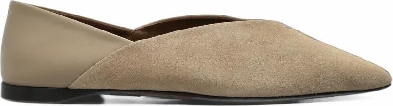 Max Mara split leather and nappa leather ballet flats beige