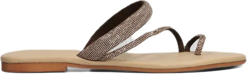 MC2 Saint Barth Cora Ring sandals with brown rhinestones Bruin