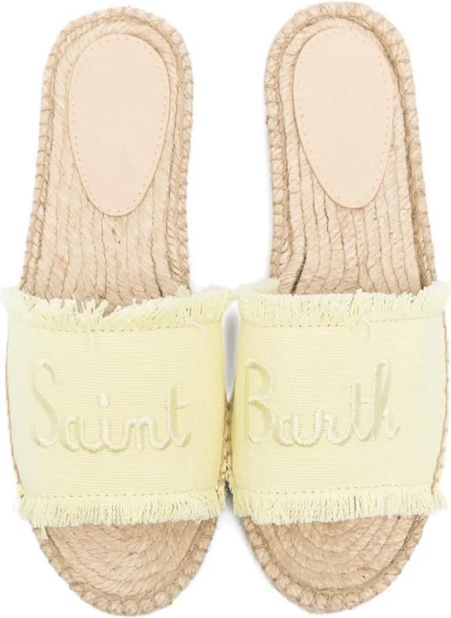 MC2 Saint Barth Luz Fringe sandalen met geborduurd logo Geel - Foto 2